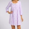 Carole Hochman Pink Floral Cotton - Lace Trim 3/4 Sleeve Plus Size Nightgown -Her Room US carole hochman caho01 22678x gs
