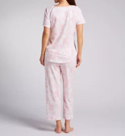 Carole Hochman Floral Print Lace V-Neck – Plus Size 100% Cotton Capri PJ Set -Her Room US carole hochman caho01 92672x bs