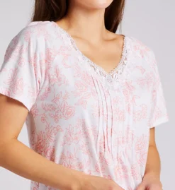 Carole Hochman Floral Print Lace V-Neck – Plus Size 100% Cotton Capri PJ Set -Her Room US carole hochman caho01 92672x cs1
