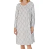 Carole Hochman Patterned Fleece Waltz Gown – Genuine Shell Button Long Sleeve Nightgown -Her Room US carole hochman caho01 ch22654 gs
