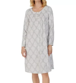 Carole Hochman Patterned Fleece Waltz Gown – Genuine Shell Button Long Sleeve Nightgown