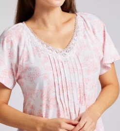 Carole Hochman Floral Print 100% Cotton Nightgown – Lace V-Neck Flutter Sleeve Sleepwear with Pockets -Her Room US carole hochman caho01 ch22672 cs1