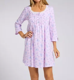 Carole Hochman 100% Cotton 3/4 Sleeve Nightgown – Smocked Lace Detail Jersey Sleepwear CH22678 -Her Room US carole hochman caho01 ch22678 fs