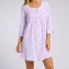 Carole Hochman 100% Cotton 3/4 Sleeve Nightgown – Smocked Lace Detail Jersey Sleepwear CH22678 -Her Room US carole hochman caho01 ch22678 gs