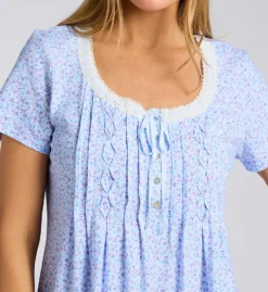 Carole Hochman Ditsy Floral 100% Cotton Short Sleeve Lace Trim Nightgown -Her Room US carole hochman caho01 ch32678 cs1