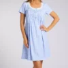 Carole Hochman Ditsy Floral 100% Cotton Short Sleeve Lace Trim Nightgown