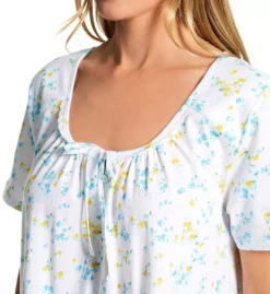 Carole Hochman Scalloped Lace Cotton Knit – Short Sleeve Button Placket Nightgown -Her Room US carole hochman caho01 ch82555 cs2