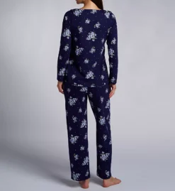 Carole Hochman Navy Bouquet Floral – Lace Trim V-Neck 100% Cotton Knit 2-Piece PJ Set -Her Room US carole hochman caho01 ch92668 bs