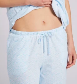 Carole Hochman Blue Seashell Print 100% Cotton Jersey Short Sleeve Capri Pajama Set -Her Room US carole hochman caho01 ch92676 cs2