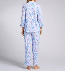3/4 Sleeve Notch Collar Long PJ Set -Her Room US carole hochman caho01 ch92678 bs