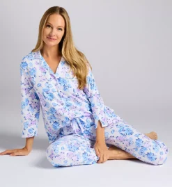 3/4 Sleeve Notch Collar Long PJ Set
