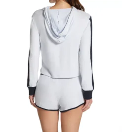 Champion Women's White and Black Cropped Hacci Knit Sleep Set - Hooded Pajama Lounge Set -Her Room US champion chmp01 cslchs bs