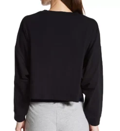 Champion Script Logo Long Sleeve Sleep Crop Tee – Loose Fit Boxy Pajama Top -Her Room US champion chmp01 cslcpt bs