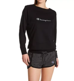 Champion Script Logo Long Sleeve Sleep Top - Relaxed Fit Cotton-Modal Loungewear -Her Room US champion chmp01 csllst cs2