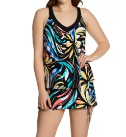 Coco Reef Retro Swirl Multi-Color V-Neck Tankini - Bra Sized Underwire Swim Top -Her Room US coco reef coco01 u69382 cs1