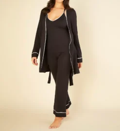 Cosabella Bella Curvy Pima Cotton 3-Piece Set - Racerback Cami, Pant & Robe with Satin Piping