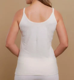 Cottonique Latex-Free Organic Cotton Camisole – Hypoallergenic Scoop Neck Fitted Undershirt -Her Room US cottonique cot01 w12217 bs
