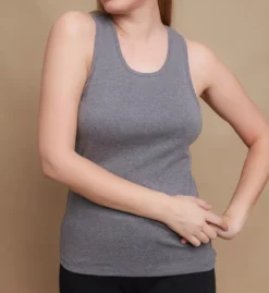 Cottonique Latex-Free Organic Cotton Racerback Tank Top – Hypoallergenic Ribbed Knit Sleeveless Top