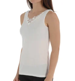 Cuddl Duds SofTech Venice Lace Trim Tank – Elegant Floral Lace V-Neck Thermal Base Layer