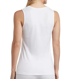 Cuddl Duds White Softwear Lace Edge V-Neck Tank - Silky Cotton Blend Layering Top -Her Room US cuddl duds cudd01 8217535 bs