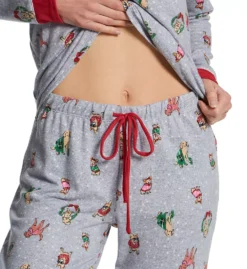 Cuddl Duds Holiday Dogs Print Henley Long Sleeve PJ Set - Contrast Trim Relaxed Fit Loungewear -Her Room US cuddl duds cudd01 8612885 cs2