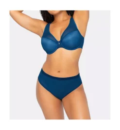 Sheer Mesh Plunge Push Up Underwire Bra -Her Room US curvy couture cuco01 1310 cs3