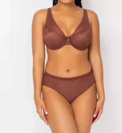 Sheer Mesh Plunge Push Up Underwire Bra -Her Room US curvy couture cuco01 1310 cs5