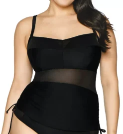 Curvy Kate Sheer Class Balcony Tankini - Black Underwire Mesh Bra-Sized Swim Top