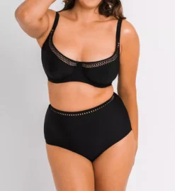 Curvy Kate Black First Class Contrast Mesh Series – Multiway Underwire Balcony Bikini Top -Her Room US curvy kate cuka01 cs20306 cs2