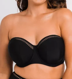 Curvy Kate First Class Black Recycled Sweetheart Bandeau Bikini Top - Convertible Underwire Swim