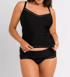 Curvy Kate First Class Black Deep Foldover Brief – Adjustable High Rise Swim Bottom with Sheer Trim -Her Room US curvy kate cuka01 cs20503 cs3