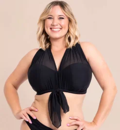 Curvy Kate Wrapsody Black Multi-Way Wrap Bandeau Bikini Top – Bra-Sized Underwire Swimwear