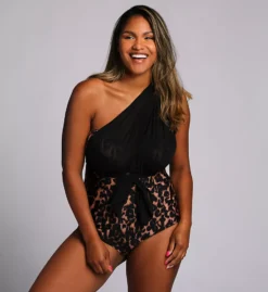 Curvy Kate Wrapsody Leopard Print Bandeau One Piece Swimsuit – Multiway Mesh Wrap Swimwear -Her Room US curvy kate cuka01 cs5600p cs5