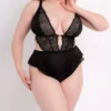 Curvy Kate Scantilly After Hours Black Lace Teddy – Rose Gold Hardware Plunge Bodysuit -Her Room US curvy kate cuka01 st2532 gs