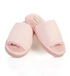 Dearfoams Demi Rib Knit Slide – Plush Faux Fur Memory Foam Indoor/Outdoor Slipper -Her Room US dearfoams drfs01 26559 cs1