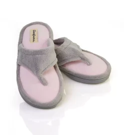 Dearfoams Melanie Terry Thong Slipper - Soft Micro Terry Sandal with DF StepFoam Support -Her Room US dearfoams drfs01 30932 cs3