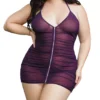 Dreamgirl Plus Size Black Sheer Mesh Zip Up Ruched Chemise & G-String Set 1 Dreamgirl Plus Size Black Sheer Mesh Zip Up Ruched Chemise & G-String Set -Her Room US dreamgirl dg001 11517x gs
