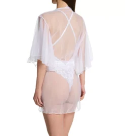 Dreamgirl Black Sheer Mesh Robe & Wireless Lace Teddy - 2-Piece Flouncy Sleeve Lingerie Set -Her Room US dreamgirl dg001 12803 bs