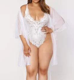 Dreamgirl Plus Sized Mesh Robe & Teddy 2 Pc Set