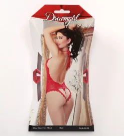 Dreamgirl Black Stretch Lace Halter Teddy – Heart-Shaped Back Keyhole Bodysuit -Her Room US dreamgirl dg001 8694 cs1