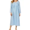 Eileen West White 100% Cotton Long Sleeve Ballet Nightgown – Daisy Applique and Floral Lace Sleepwear