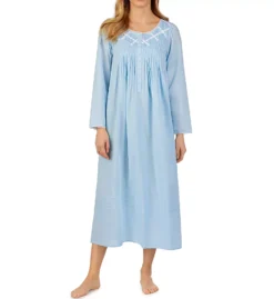 Eileen West White 100% Cotton Long Sleeve Ballet Nightgown – Daisy Applique and Floral Lace Sleepwear