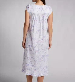 Eileen West Ditsy Floral Cotton Jersey Cap Sleeve Long Nightgown – Square Neck 48" Gown -Her Room US eileen west eilw01 e00058 bs