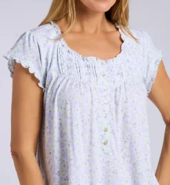 Eileen West Floral Print Cotton Jersey Short Nightgown – Ruffle Trim Cap Sleeve Sleepwear -Her Room US eileen west eilw01 e20091 cs1