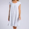 Eileen West Floral Print Cotton Jersey Short Nightgown – Ruffle Trim Cap Sleeve Sleepwear -Her Room US eileen west eilw01 e20091 gs