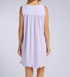 Eileen West White Cotton Pointelle Short Sleeveless Chemise – Lace Trim Nightgown -Her Room US eileen west eilw01 e30090 bs