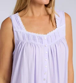 Eileen West White Cotton Pointelle Short Sleeveless Chemise – Lace Trim Nightgown -Her Room US eileen west eilw01 e30090 cs1