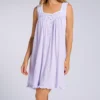 Eileen West White Cotton Pointelle Short Sleeveless Chemise – Lace Trim Nightgown -Her Room US eileen west eilw01 e30090 gs