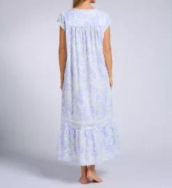 Eileen West 50" White Cotton Lawn Cap Sleeve Button Front Robe - Vintage Lace Trim Nightgown -Her Room US eileen west eilw01 e50086 bs