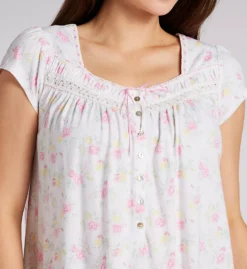 100% Cotton Jersey 48 Long Cap Sleeve Nightgown -Her Room US eileen west eilw01 e60078 cs1